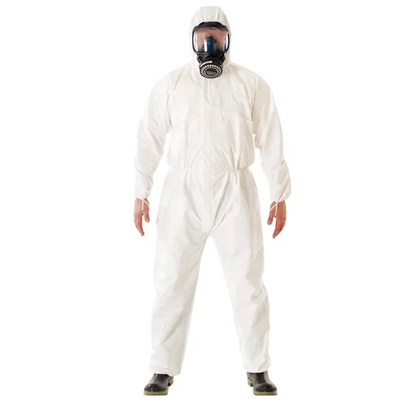 Abbigliamento monouso a manica lunga / monouso completo rotondo collo completo protettivo bianco