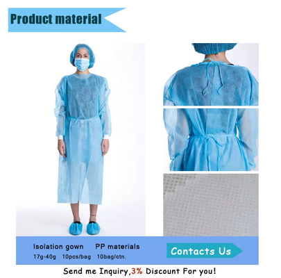 Abito eliminabile impermeabile 35 GSM blu medico di isolamento
